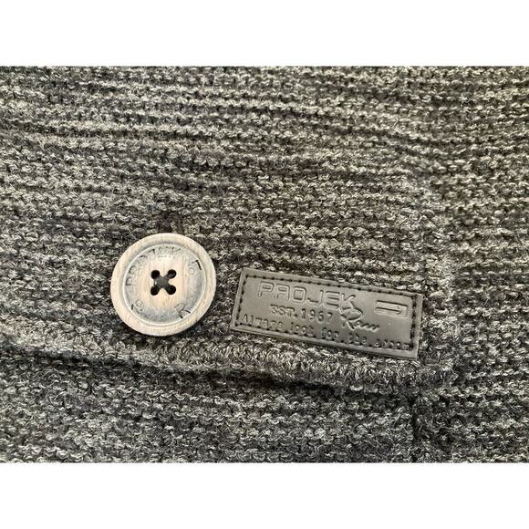 Projek Raw Men's Sweater Full Zip Gray Black Knit Pockets Ribbed Size M - Picture 2 of 10